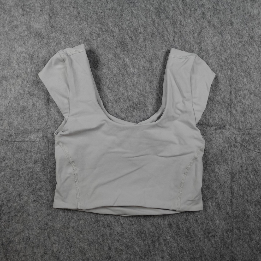 Live‎ The Process Top Womens Extra Large Gray Twist Back Cap Sleeve Cropped